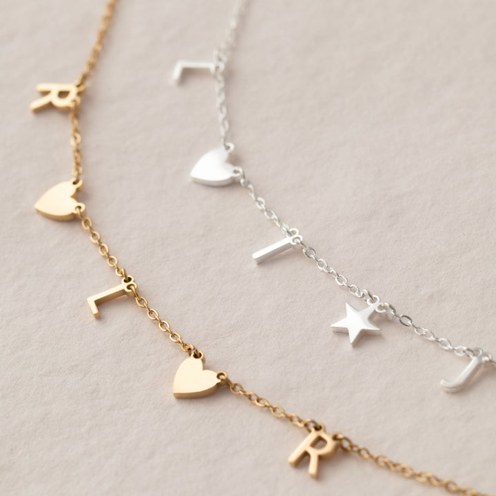 Gold and Silver Individual Letter Name Necklace 