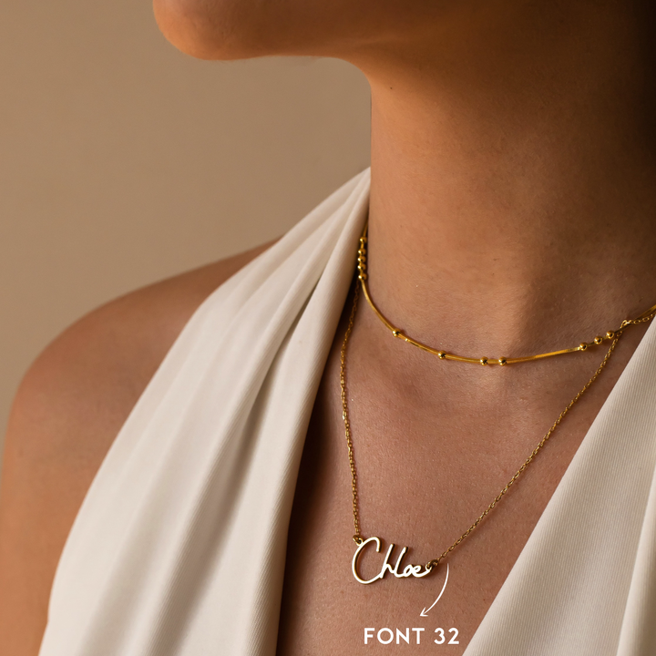 Signature Name Necklace Personalised in Gold Sterling Silver