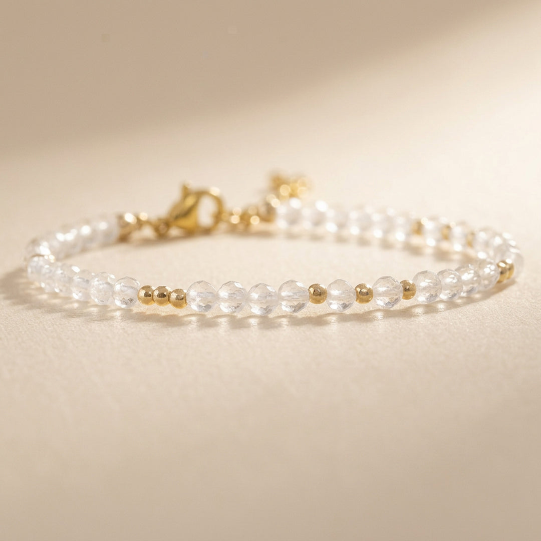 14K gold filled clear quartz bracelet — handmade UK