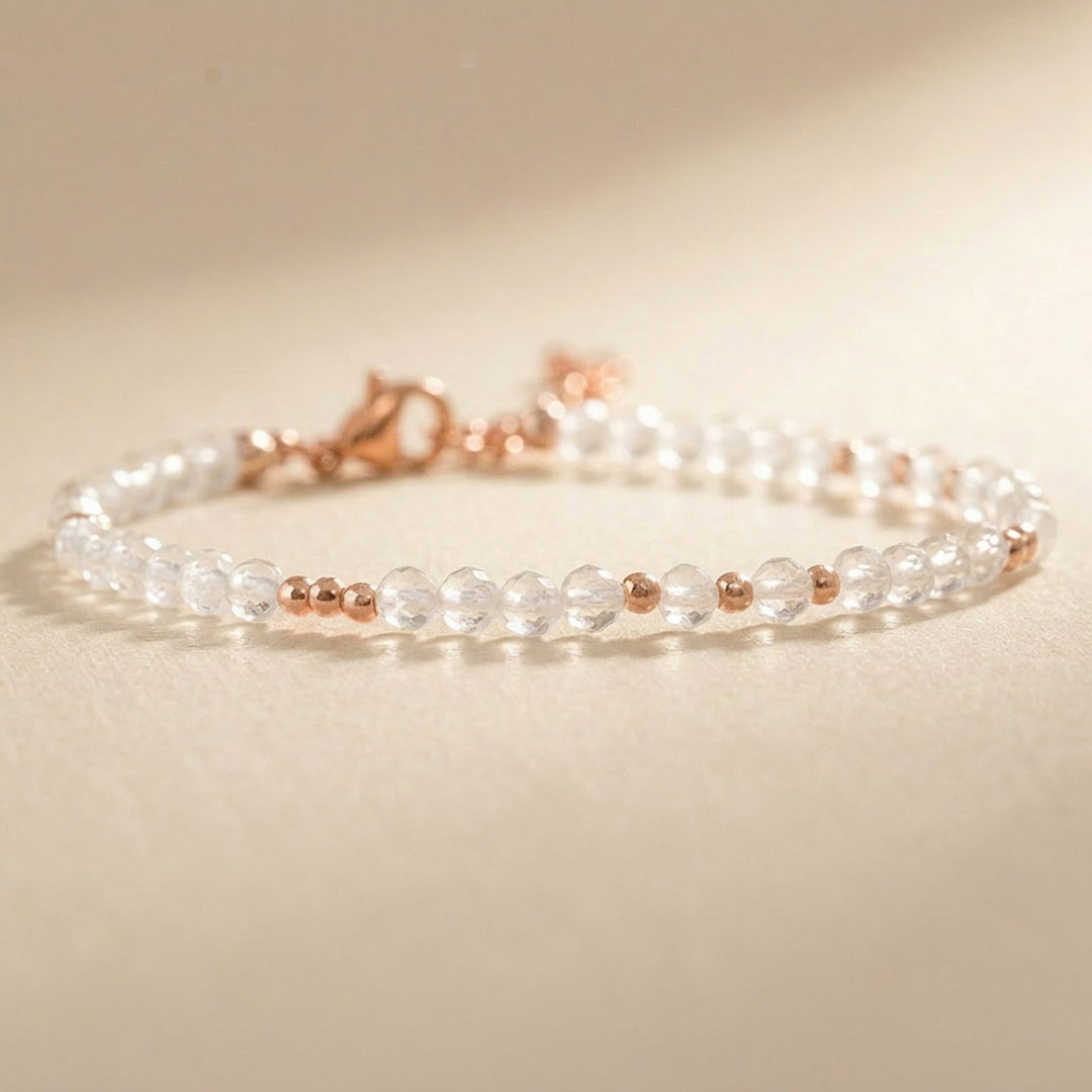 Rose gold filled clear quartz bracelet — handmade UK