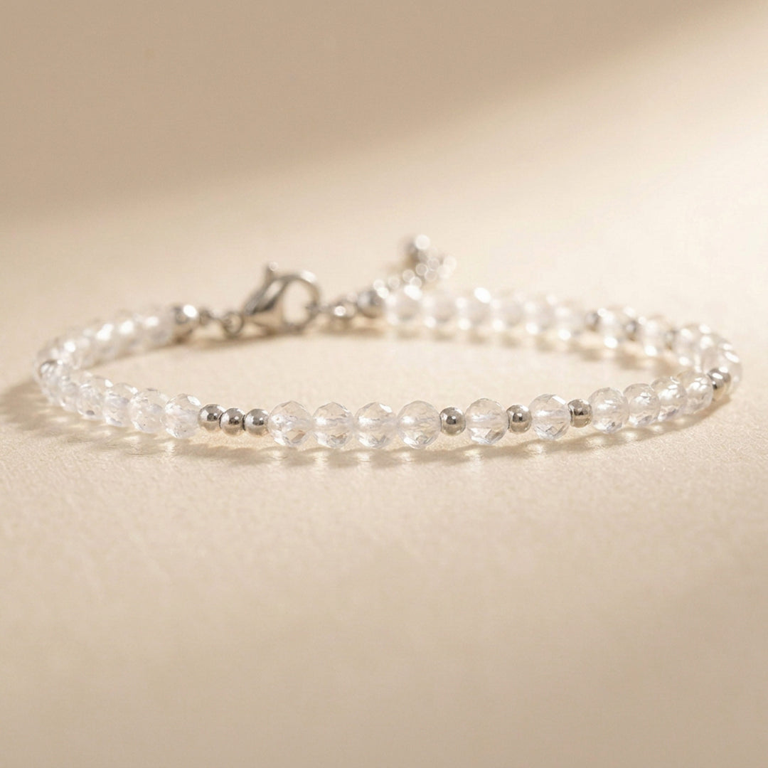 Sterling silver clear quartz bracelet — handmade UK