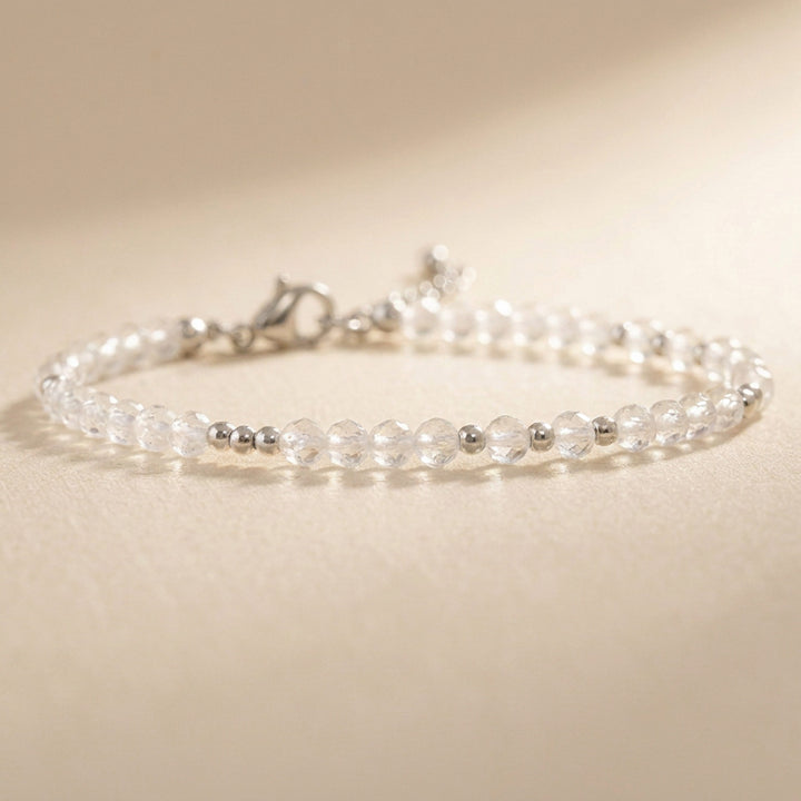 Sterling silver clear quartz bracelet — handmade UK