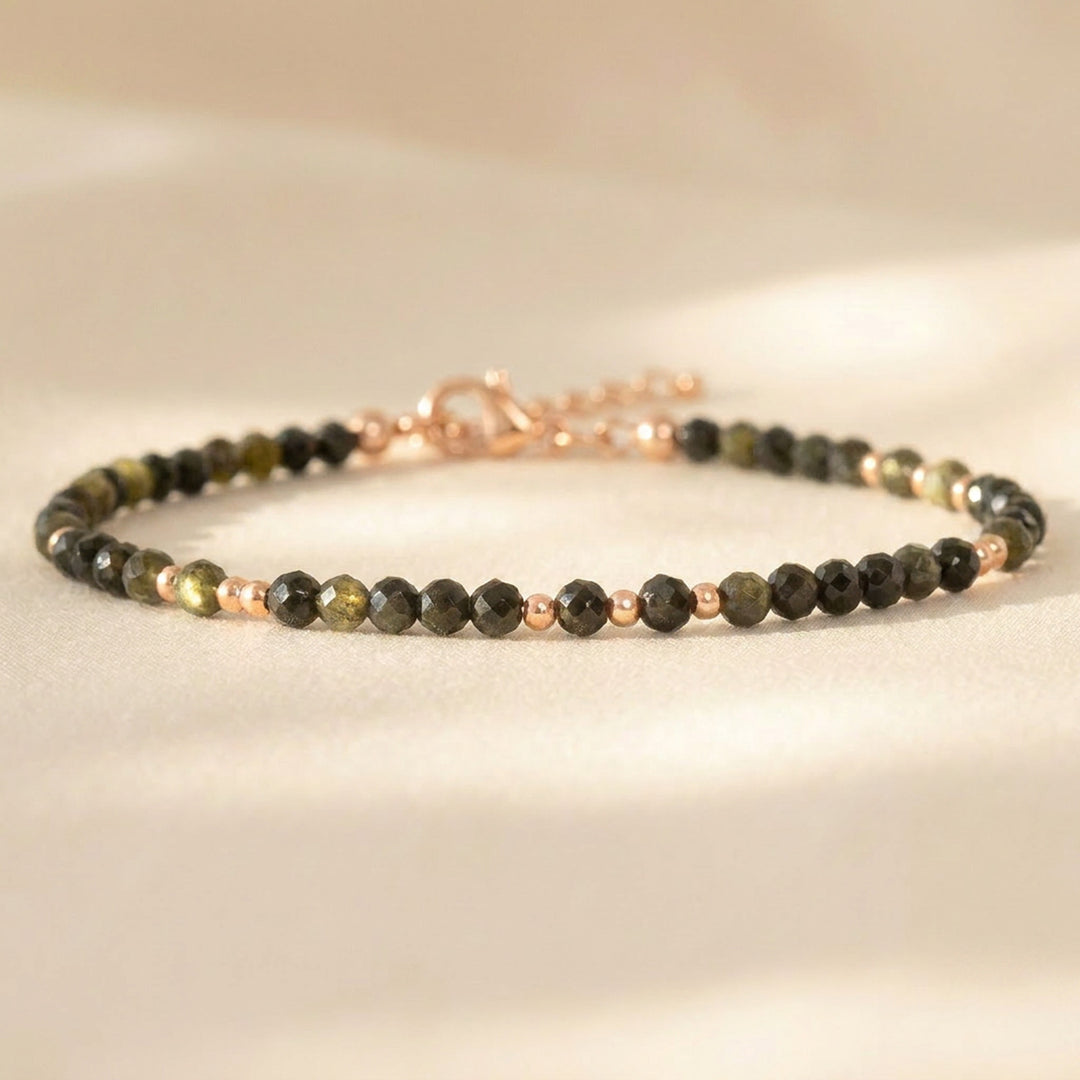 Rose gold filled Obsidian bracelet — handmade UK