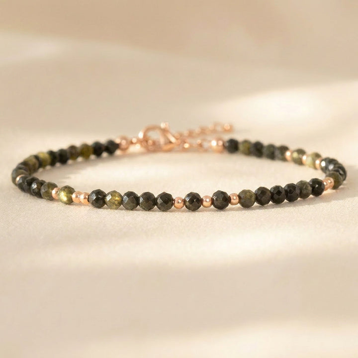 Rose gold filled Obsidian bracelet — handmade UK