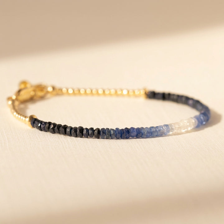 14K gold filled ombré sapphire bracelet — handmade UK