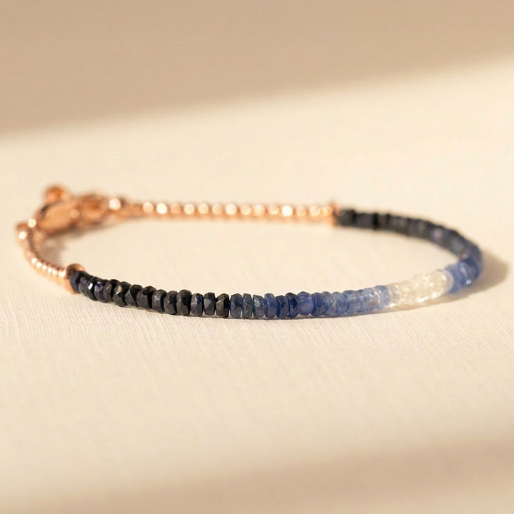Rose gold filled ombré sapphire bracelet — handmade UK