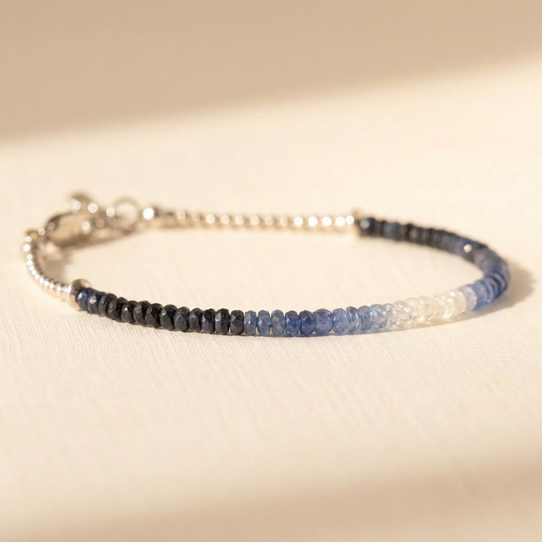 Sterling silver ombré sapphire bracelet — handmade UK