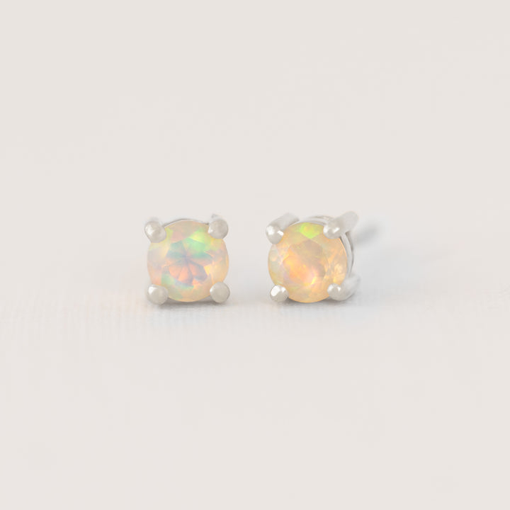 Fire Opal Stud Earrings Silver