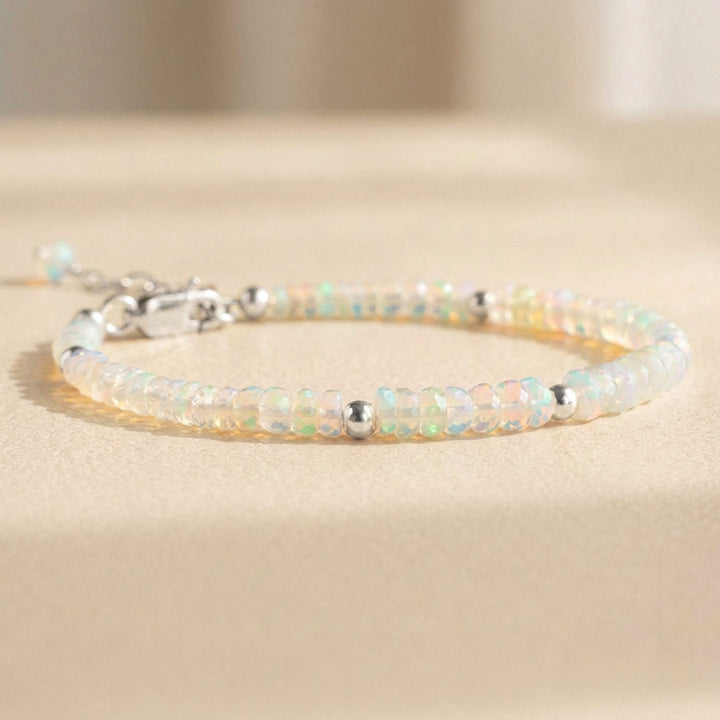 Sterling silver white opal bracelet — handmade UK
