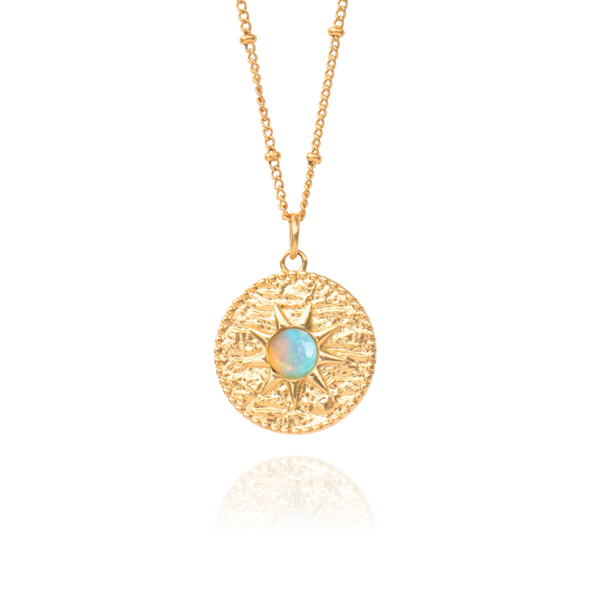 Opal Necklace Real Opal Sun Pendant Necklace October Birthstone Necklace Abiza