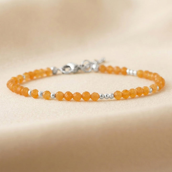 Sterling silver orange aventurine bracelet — handmade UK