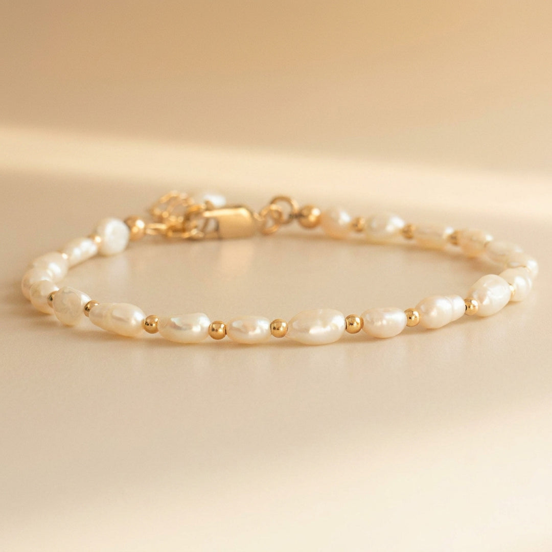 Freshwater pearl bracelet for women in 14K Gold Filled— handmade UK