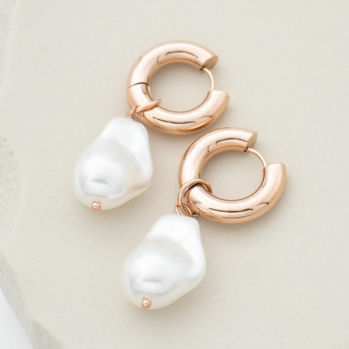 Rose Gold and Pearl Earrings 