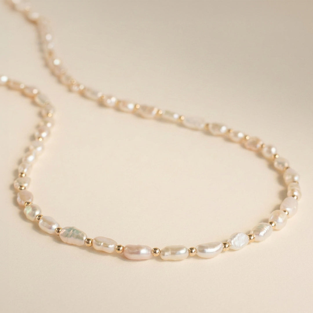 14K gold filled pearl necklace — handmade UK