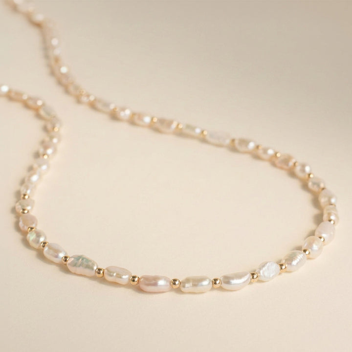 14K gold filled pearl necklace — handmade UK