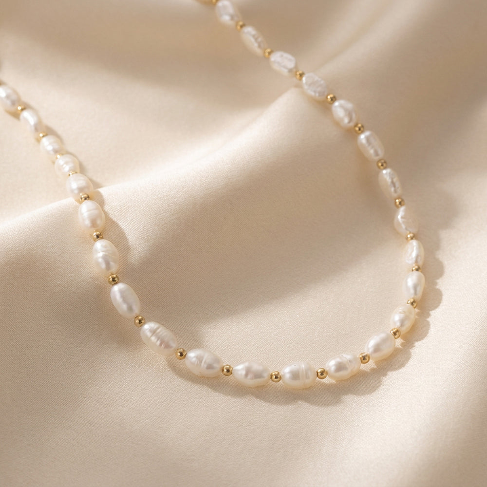 Real pearl necklace in gold - hand-strung in Chester UK
