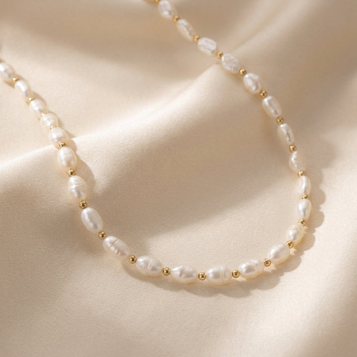 Real pearl necklace in gold - hand-strung in Chester UK
