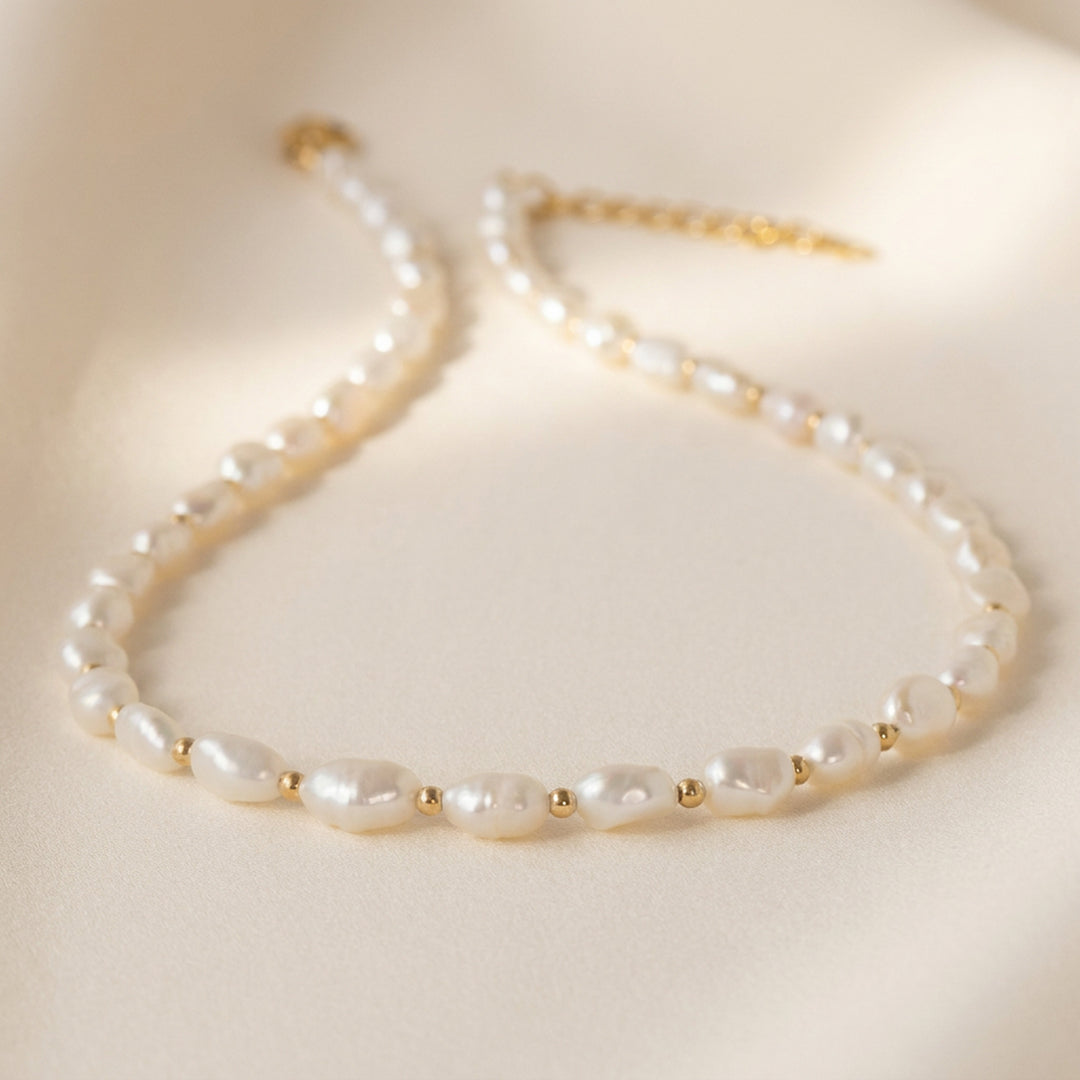 14K gold filled pearl necklace — handmade UK