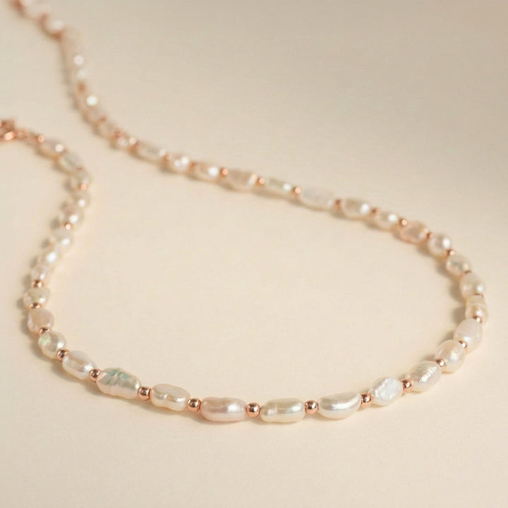 Rose gold filled pearl necklace — handmade UK