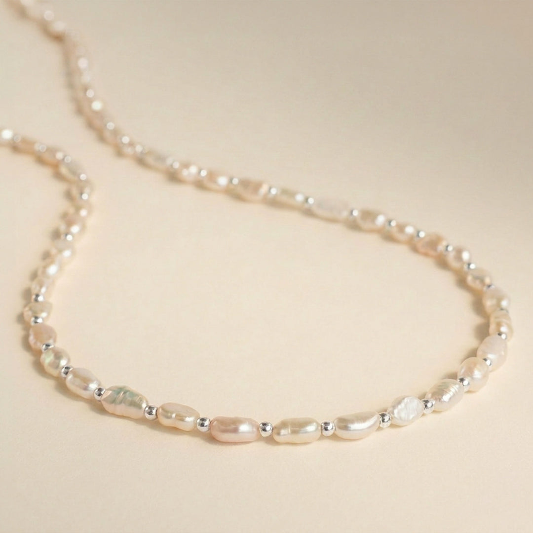Sterling silver pearl necklace — handmade UK