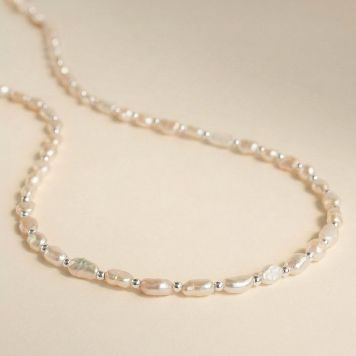 Sterling silver pearl necklace — handmade UK