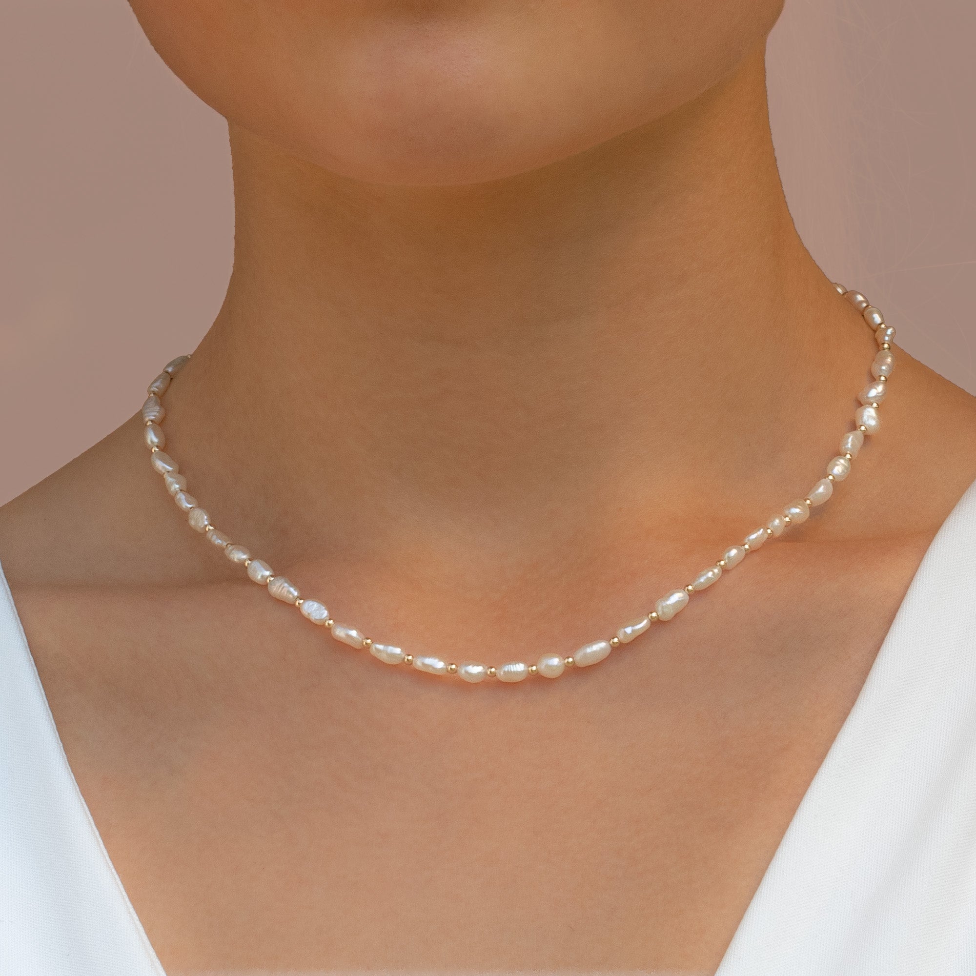 Pearl Choker Necklace in Gold - Silver & Rose Gold | Real Pearl Choker Necklace in Gold - Silver & Rose Gold | Real