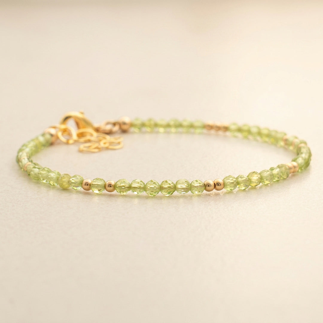 14K gold filled peridot bracelet — handmade UK