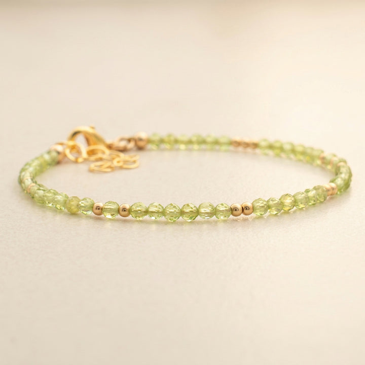 14K gold filled peridot bracelet — handmade UK