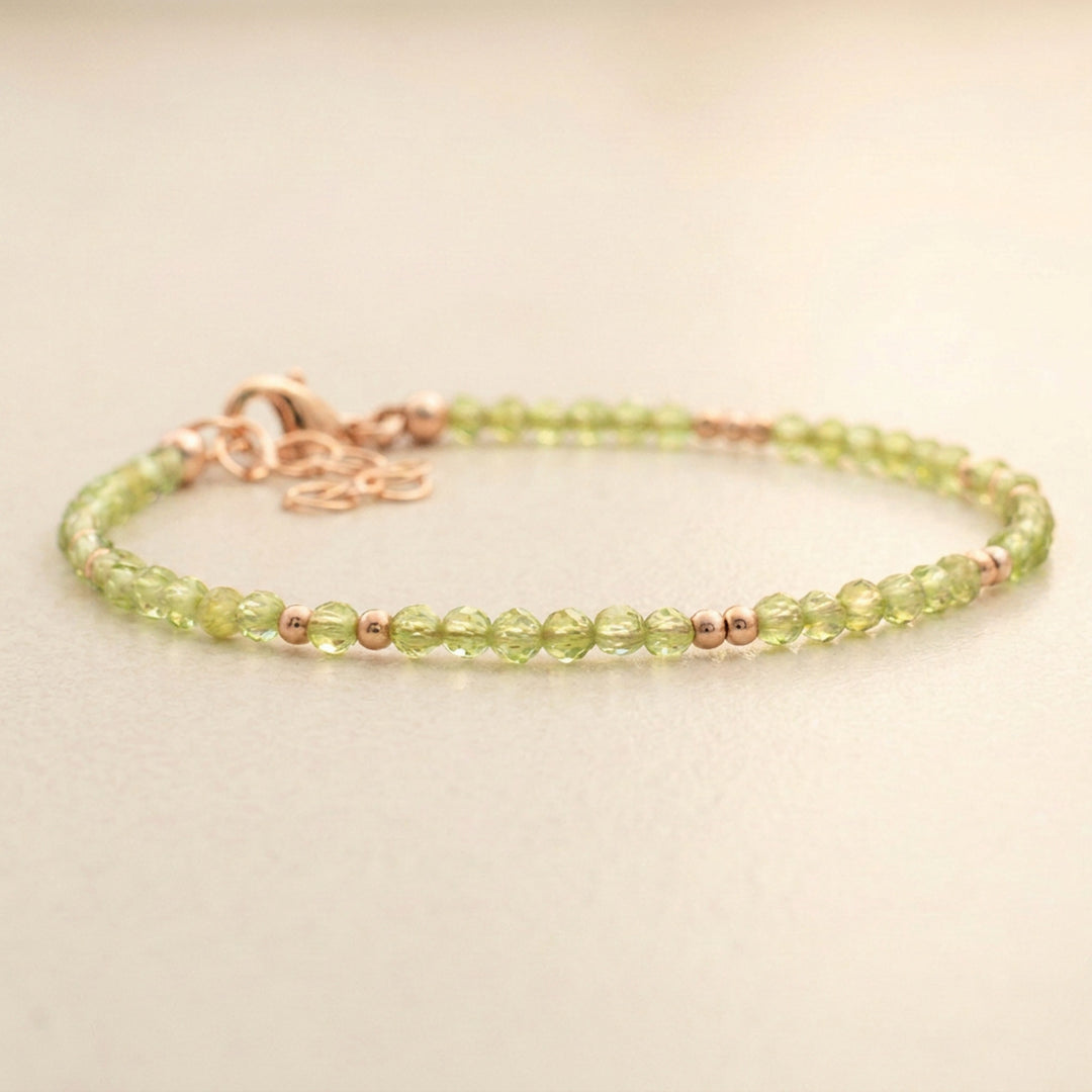 Rose gold filled peridot bracelet — handmade UK