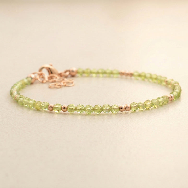 Rose gold filled peridot bracelet — handmade UK