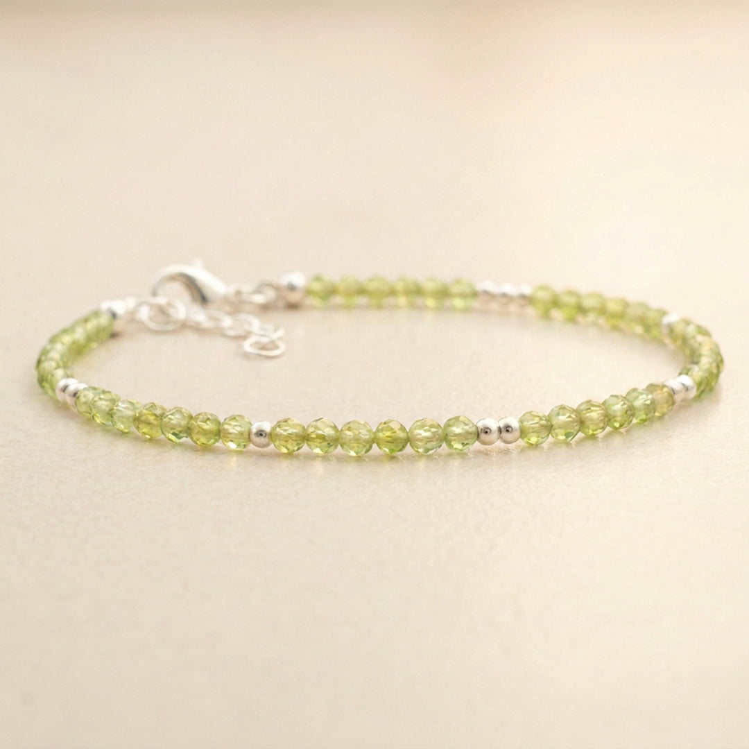 Sterling silver peridot bracelet — handmade UK