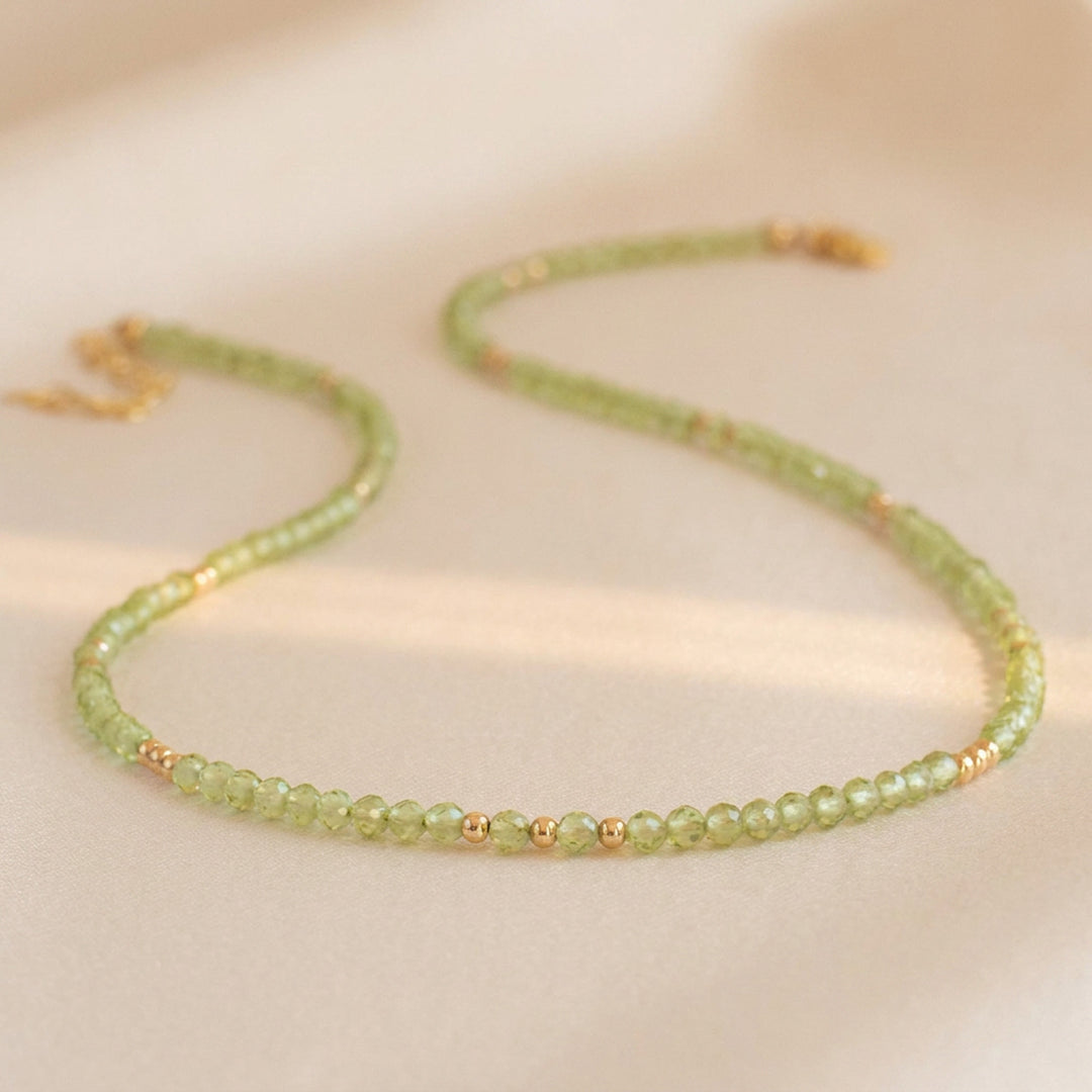 14K gold filled peridot necklace — handmade UK