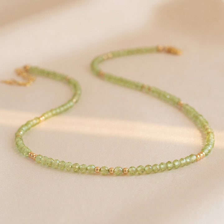 14K gold filled peridot necklace — handmade UK