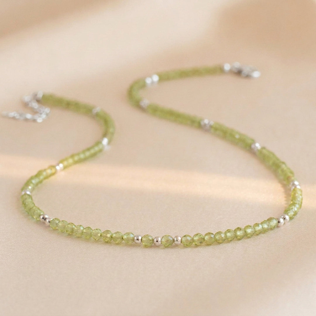 Sterling silver peridot necklace — handmade UK