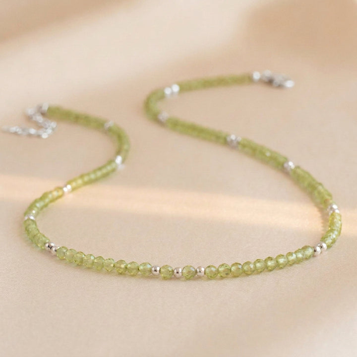 Sterling silver peridot necklace — handmade UK