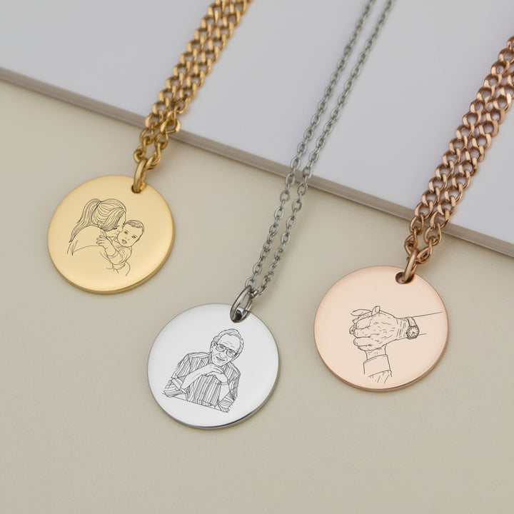 Personalised Photo Necklaces in gold, silver and rose gold side by side