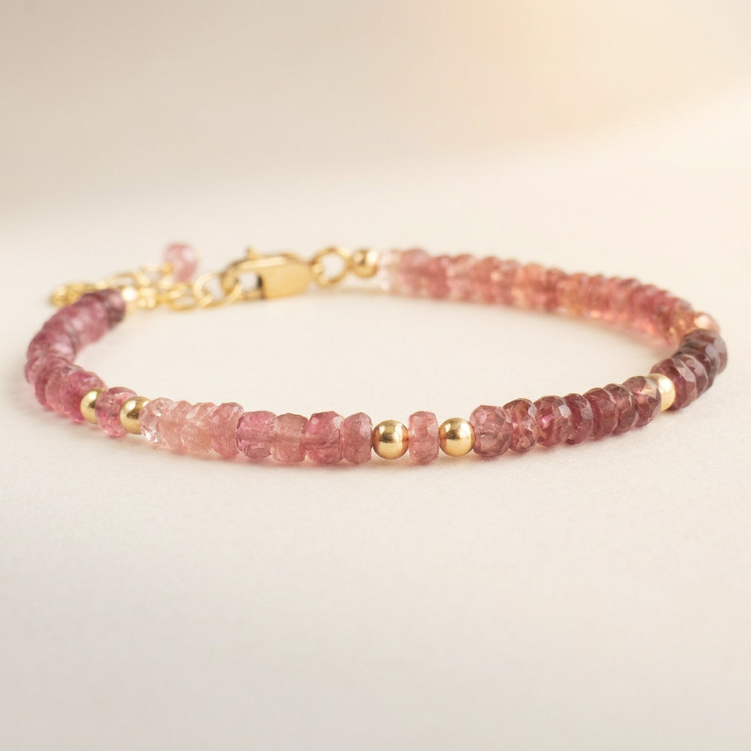 Pink Tourmaline Bracelet in 14k gold filled, handmade jewellery in the UK—Abiza.