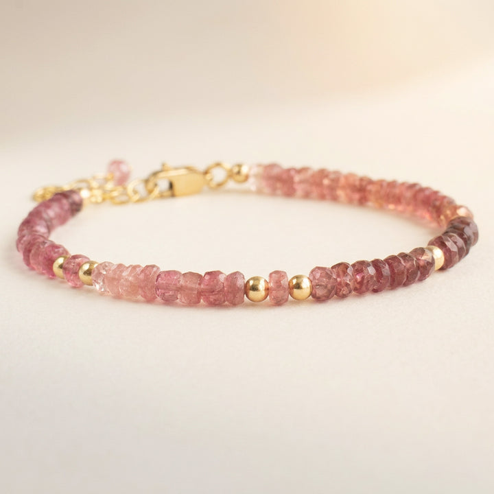 Pink Tourmaline Bracelet in 14k gold filled, handmade jewellery in the UK—Abiza.