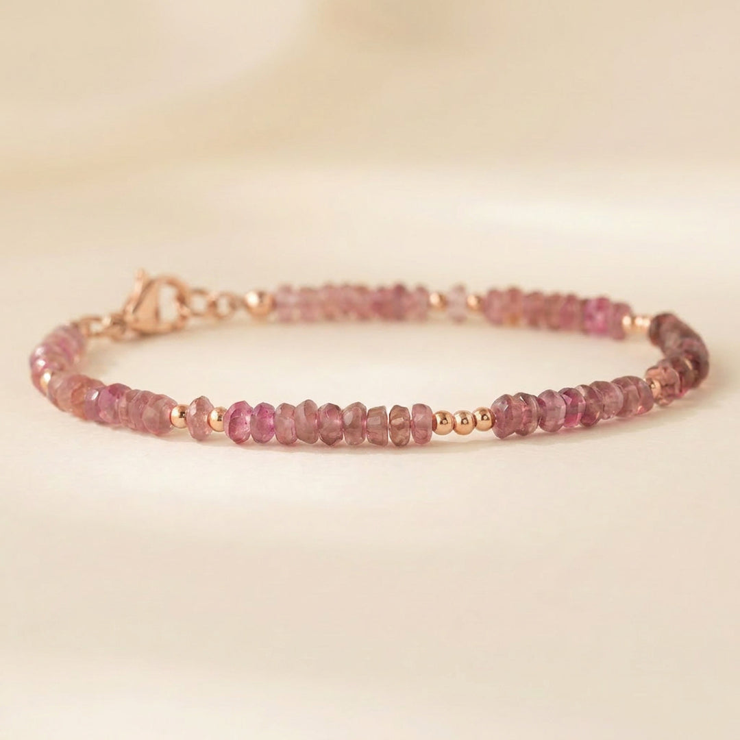 Rose gold filled pink tourmaline bracelet — handmade UK