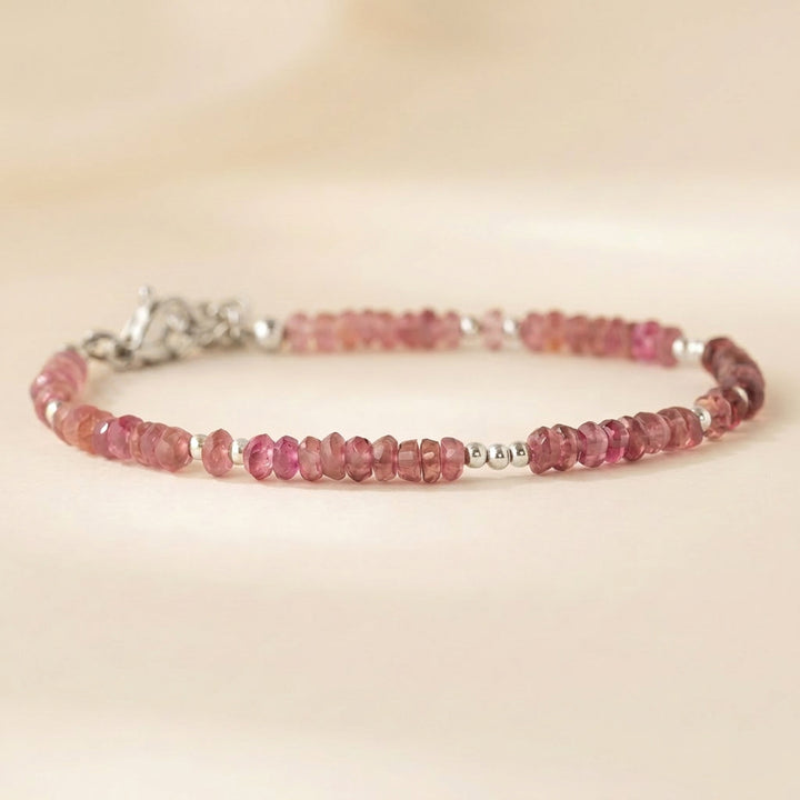 Sterling silver pink tourmaline bracelet — handmade UK
