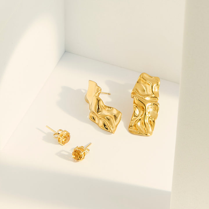Crinkle Large Stud Earrings