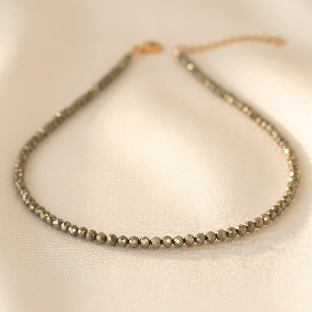 Rose gold filled pyrite necklace — handmade UK