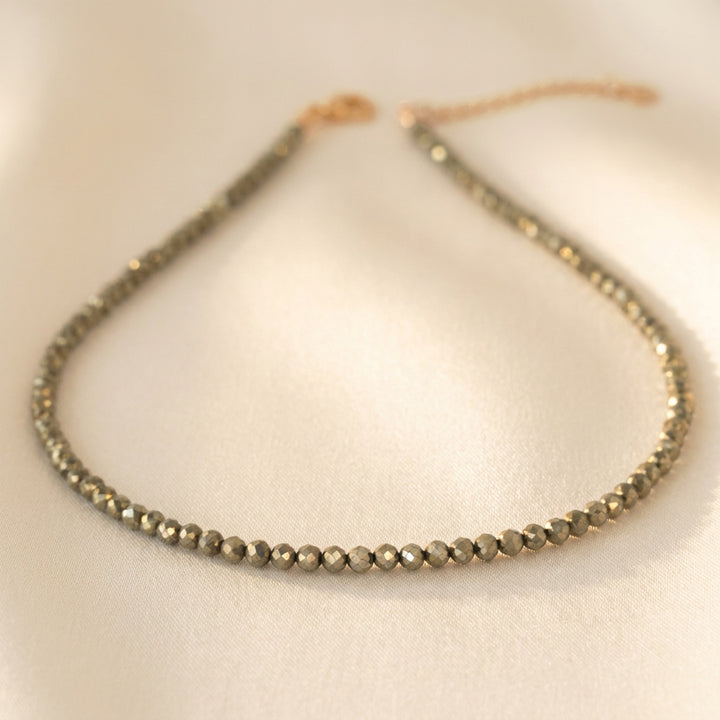 Rose gold filled pyrite necklace — handmade UK