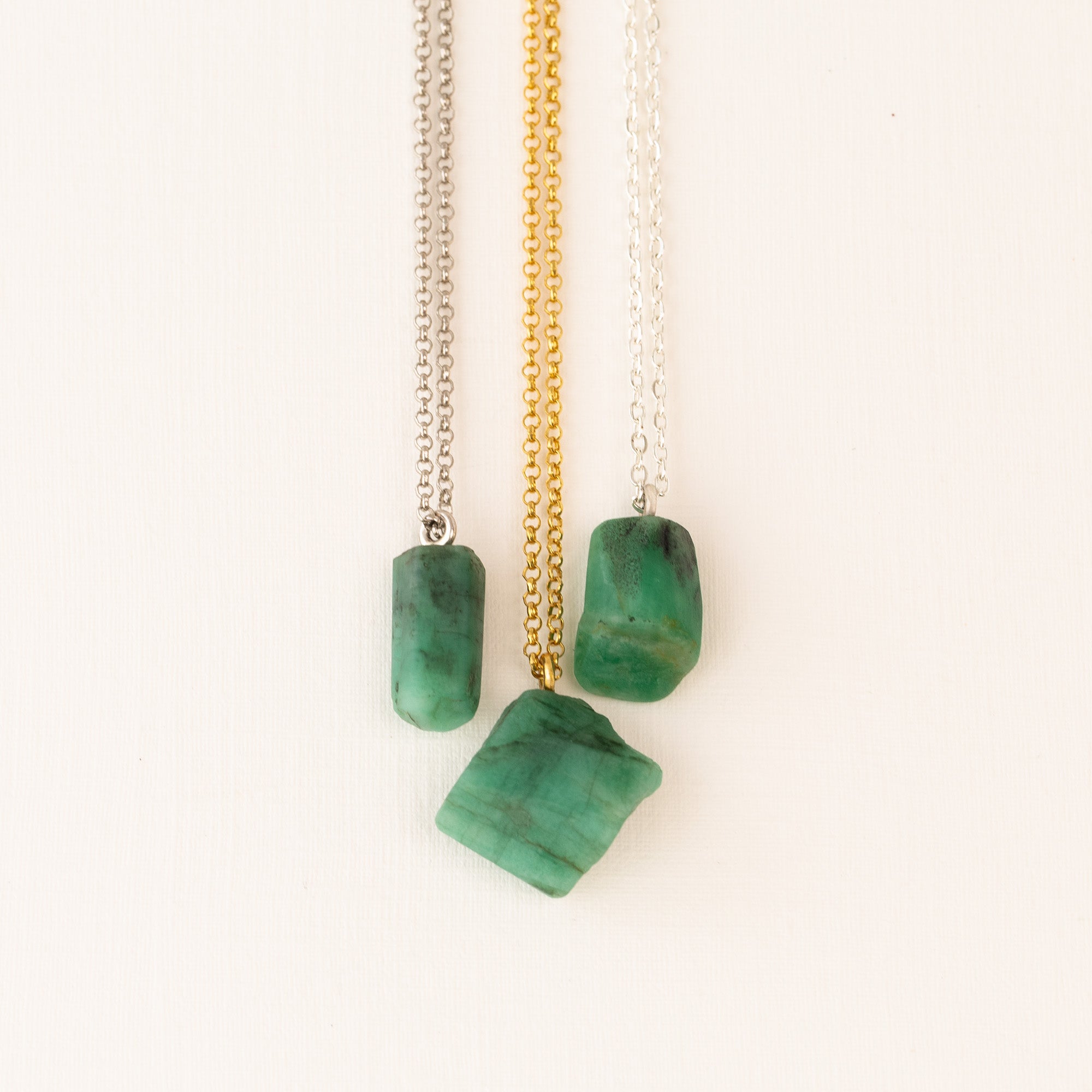 316L Emerald Grid Necklace - Synchro1996 Square Emerald