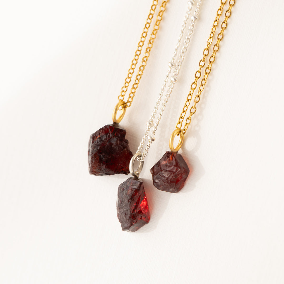 Raw Garnet Pendant Necklace
