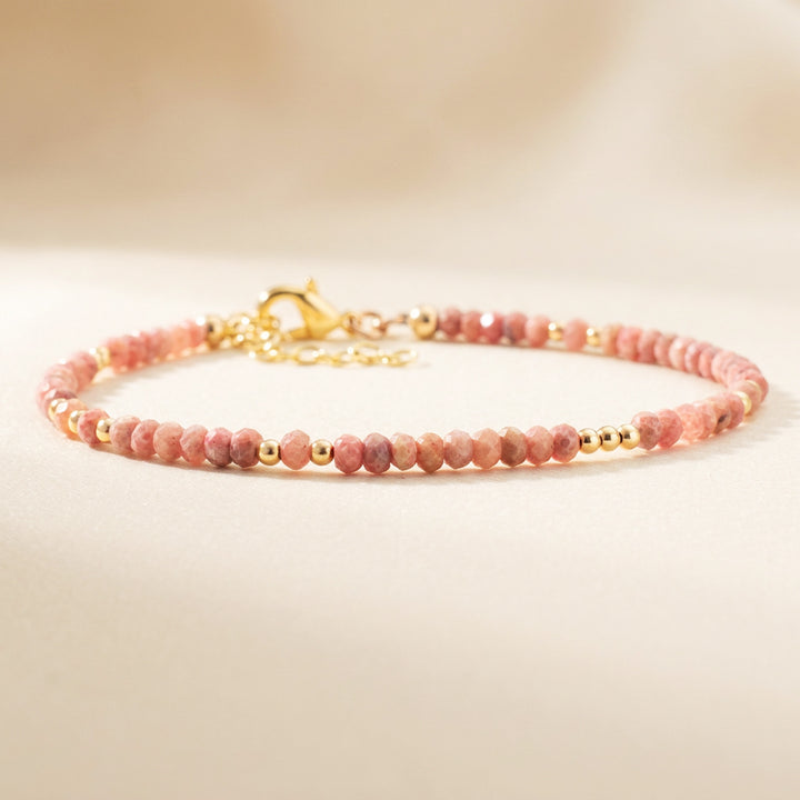 14K gold filled rhodochrosite bracelet — handmade UK