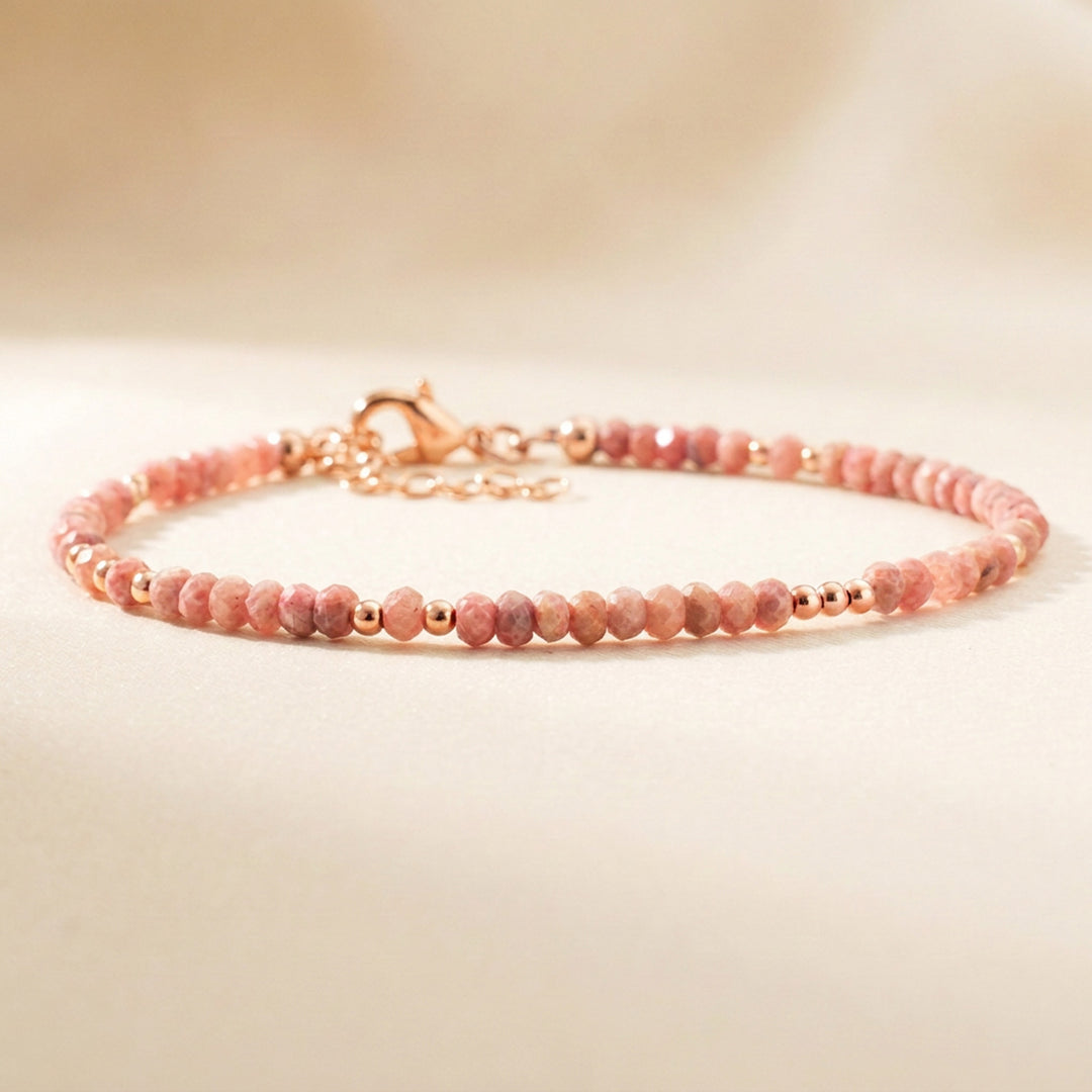 Rose gold filled rhodochrosite bracelet — handmade UK