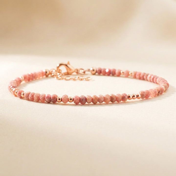 Rose gold filled rhodochrosite bracelet — handmade UK