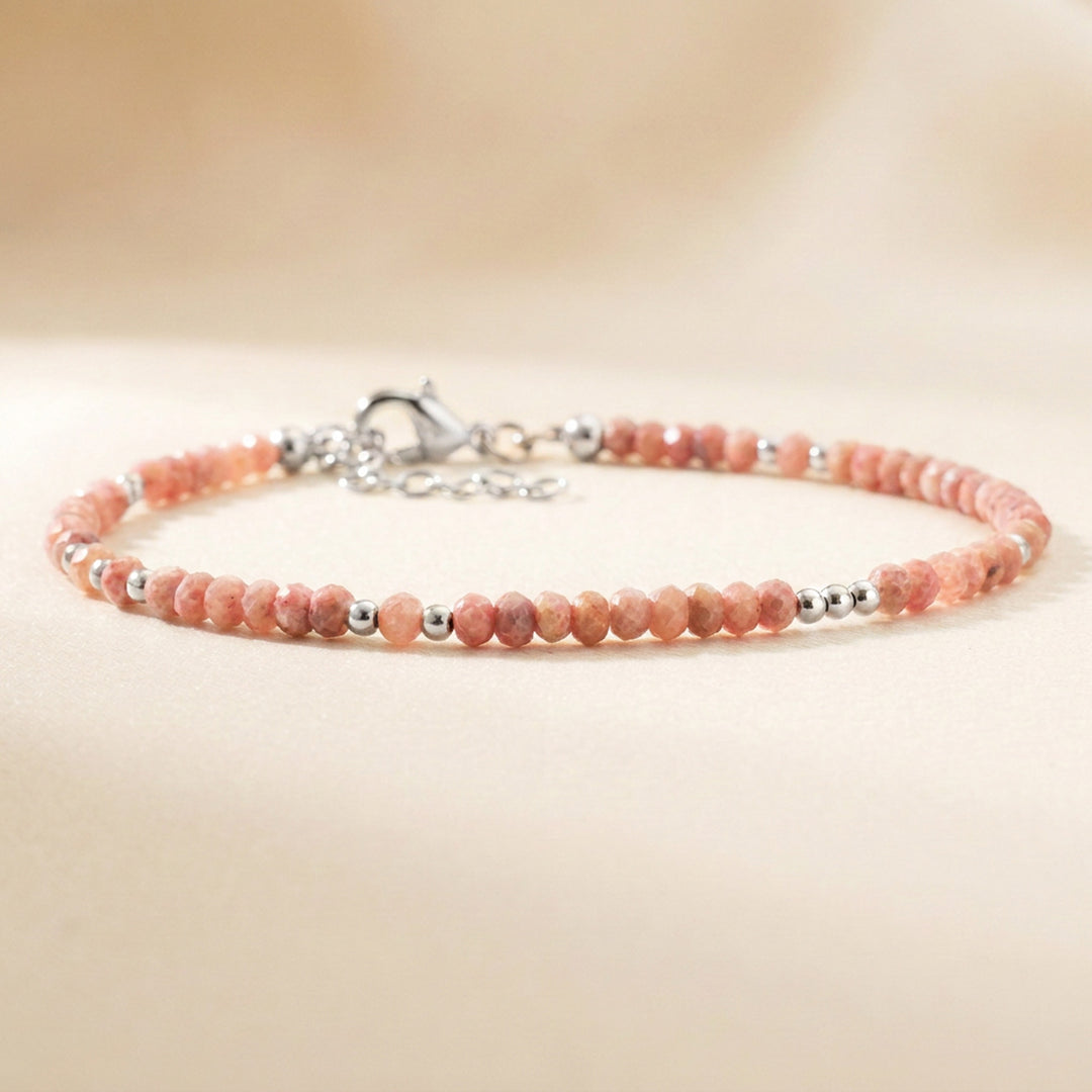 Sterling silver rhodochrosite bracelet — handmade UK