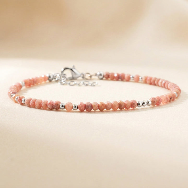Sterling silver rhodochrosite bracelet — handmade UK